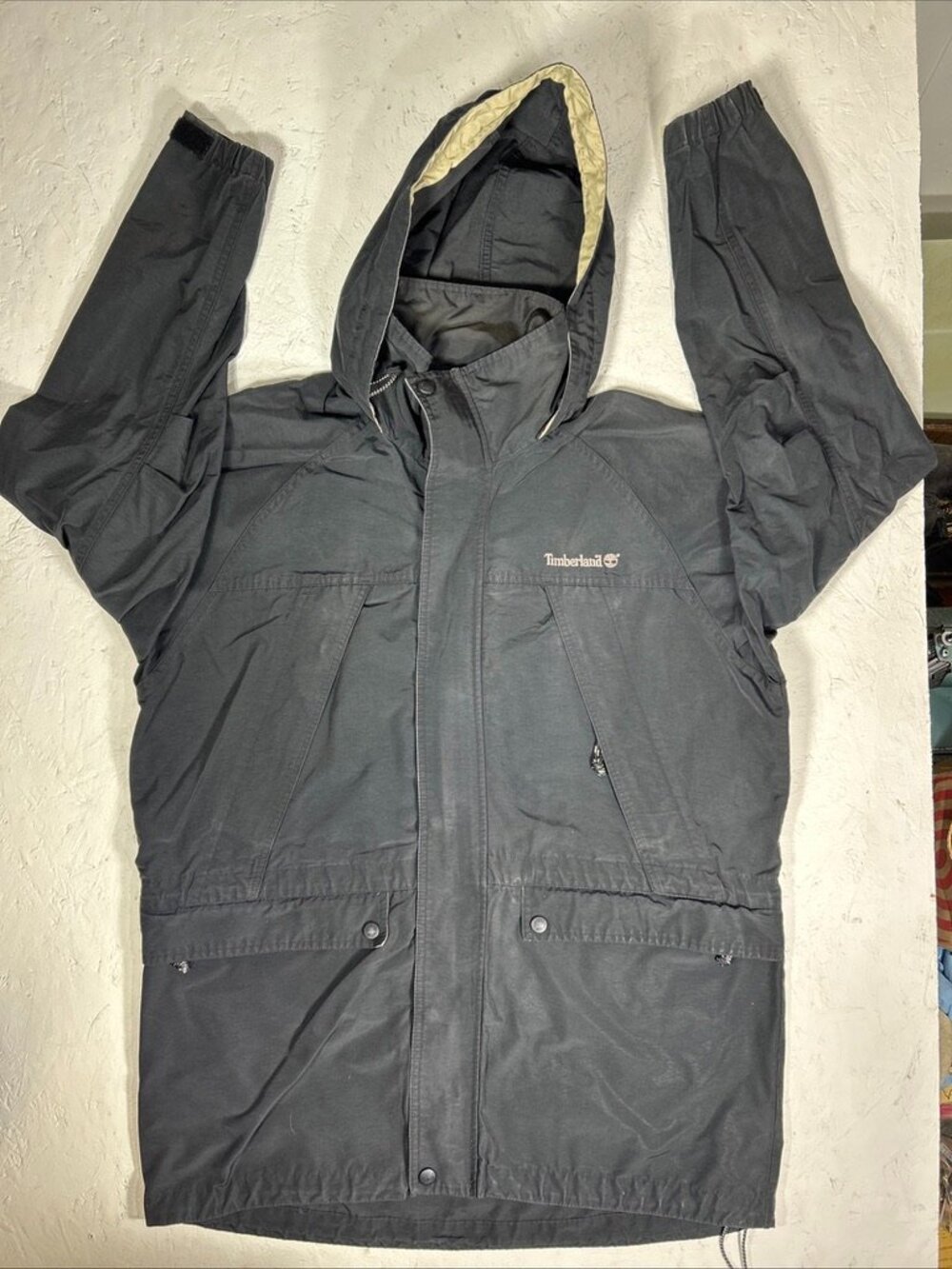 Timberland Weathergear Full Zip Hooded Mens Chore Jacket Waterproof Nylon Sz S